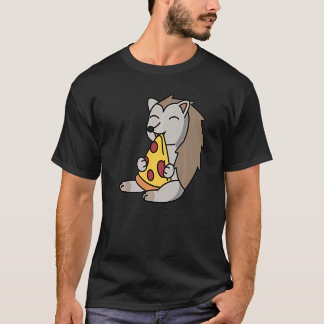 Hedgehog Eating Pizza Pet   T-Shirt (Front)