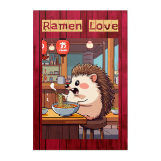 Hedgehog Eating Ramen in Japanese Noodle Bar Acrylic Print