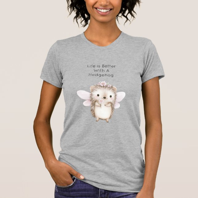 Hedgehog Fairy with Flowers T-Shirt (Front)