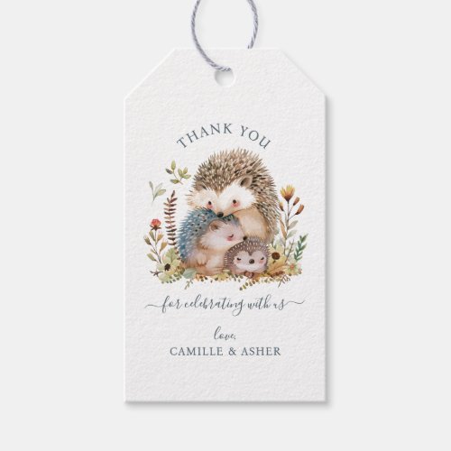 Hedgehog Family Baby Shower Thank You Favor Tag