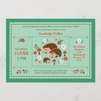 Hedgehog Family Unisex Baby Shower Invitation