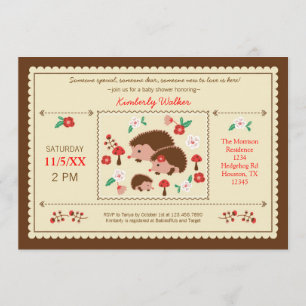 Hedgehog Family Unisex Baby Shower Invitation