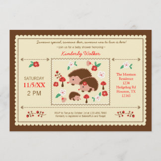 Hedgehog Family Unisex Baby Shower Invitation