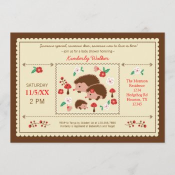 Hedgehog Family Unisex Baby Shower Invitation by marlenedesigner at Zazzle