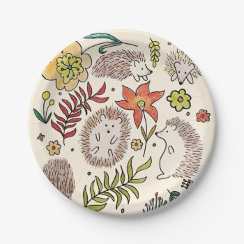 Hedgehog Field Paper Plates by CuteLittleTreasures at Zazzle