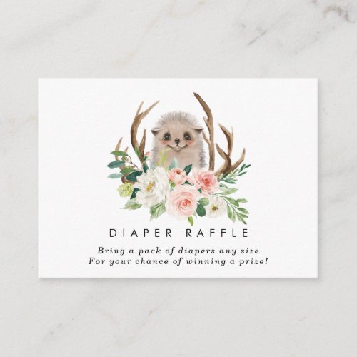 hedgehog floral Diaper Raffle enclosure card