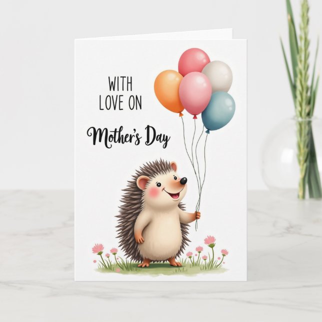 Hedgehog Floral Mothers Day Card (Front)