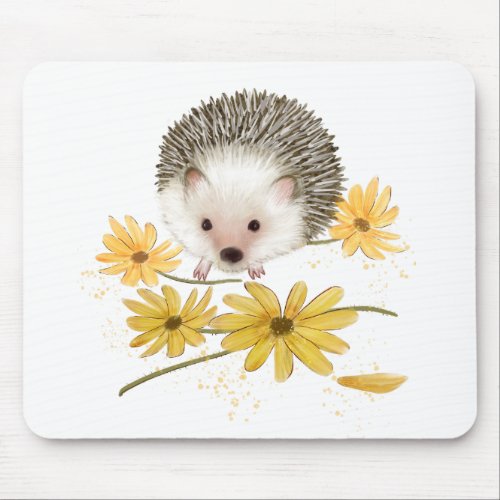 Hedgehog Flower Mouse Pad