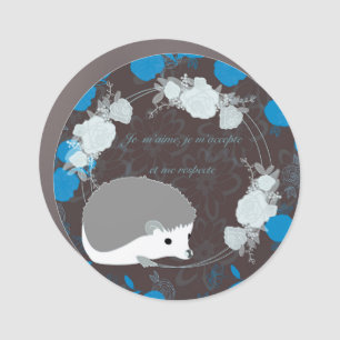 hedgehog, flower of life, blue, mandala, zen, chak car magnet