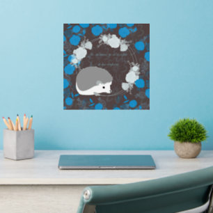 hedgehog, flower of life, blue, mandala, zen, chak wall decal 