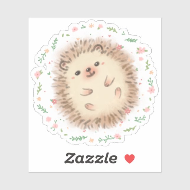 Hedgehog & Flowers Illustration Sticker (Sheet)