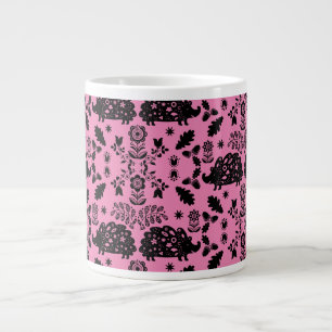 Hedgehog Folk Art Giant Coffee Mug