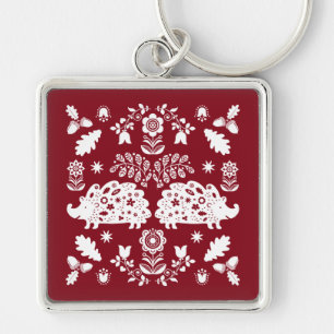 Hedgehog Folk Art Keychain