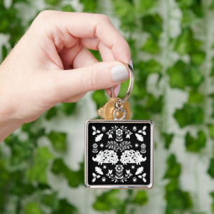 Hedgehog Folk Art Keychain