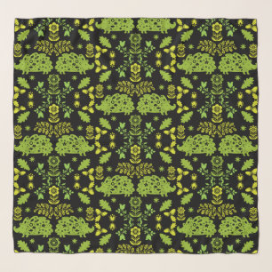 Hedgehog Folk Art Scarf