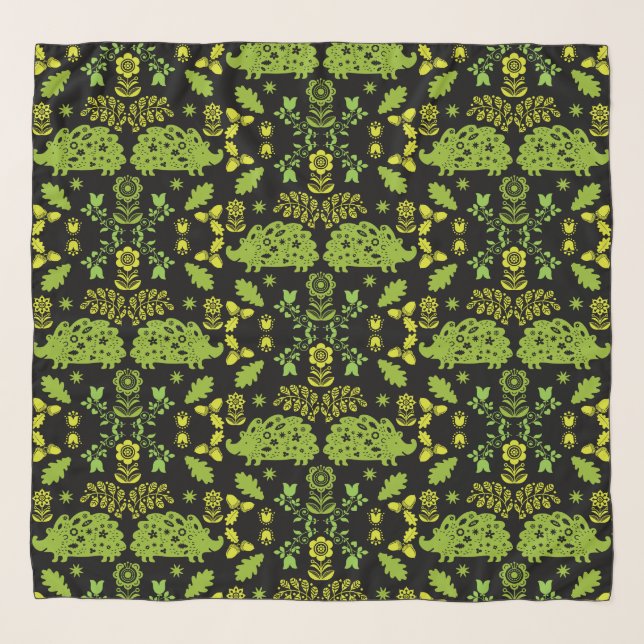 Hedgehog Folk Art Scarf (Front)