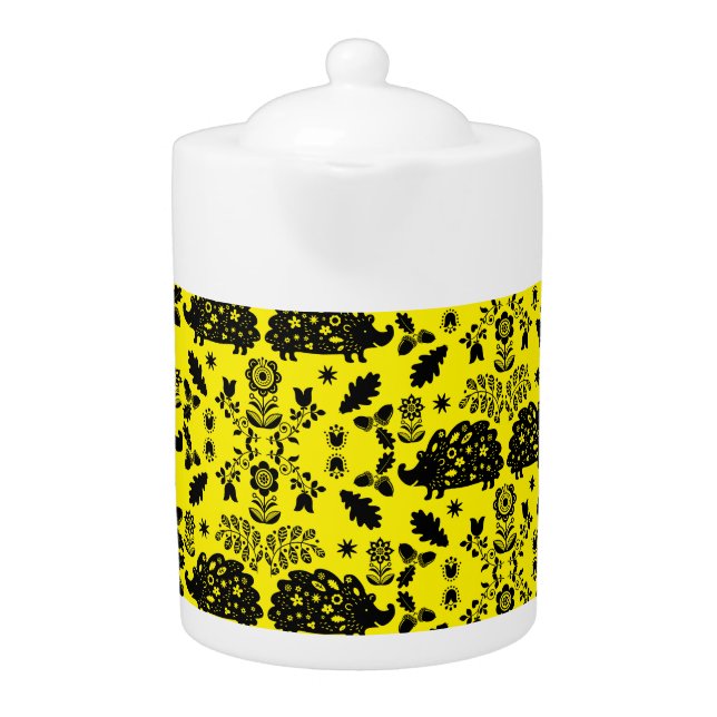 Hedgehog Folk Art Teapot (Front)