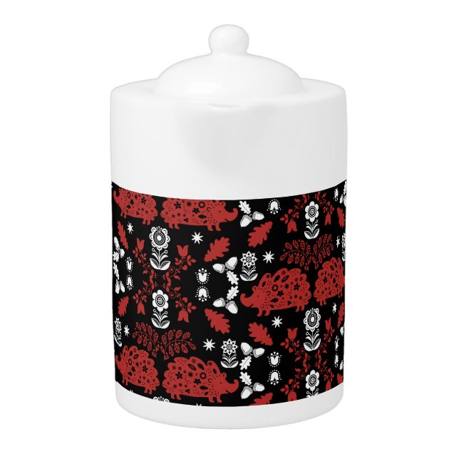 Hedgehog Folk Art Teapot (Front)