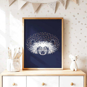 Hedgehog Forest Animal Nursery Wall Art Poster