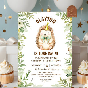 Hedgehog forest birthday invitation