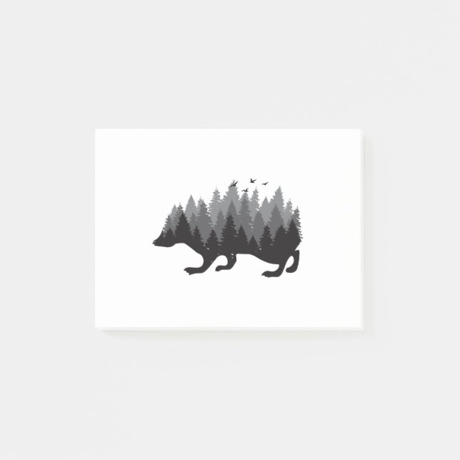 Hedgehog Forest Gray Color Design Post-it Notes (Front)