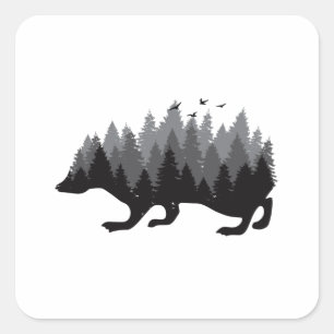 hedgehog forest square sticker