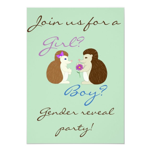 Hedgehog Gender Reveal Baby Shower Invitation