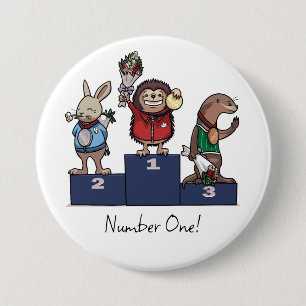 Hedgehog Gold Medal Number One! Gift Podium Art Button
