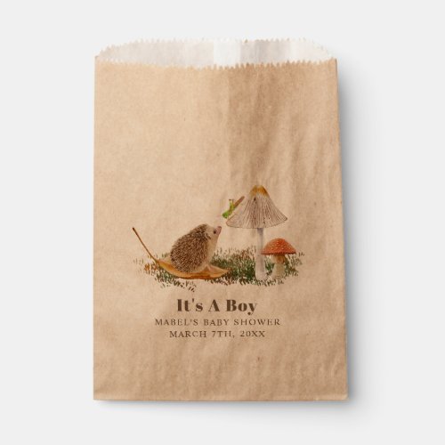 Hedgehog Grasshopper Mushroom Woodland Baby Shower Favor Bag