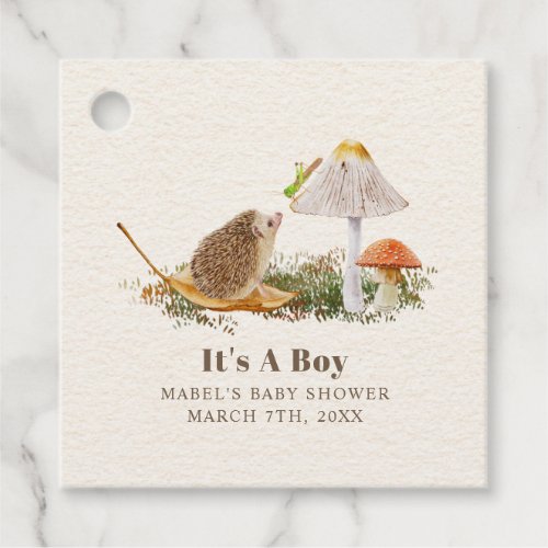 Hedgehog Grasshopper Mushroom Woodland Baby Shower Favor Tags