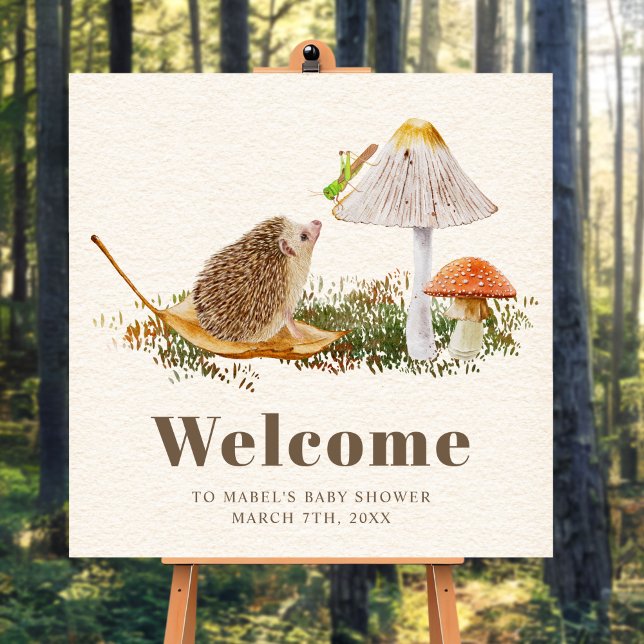 Hedgehog Grasshopper Mushroom Woodland Baby Shower Foam Board (Creator Uploaded)