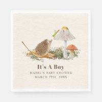 Hedgehog Grasshopper Mushroom Woodland Baby Shower