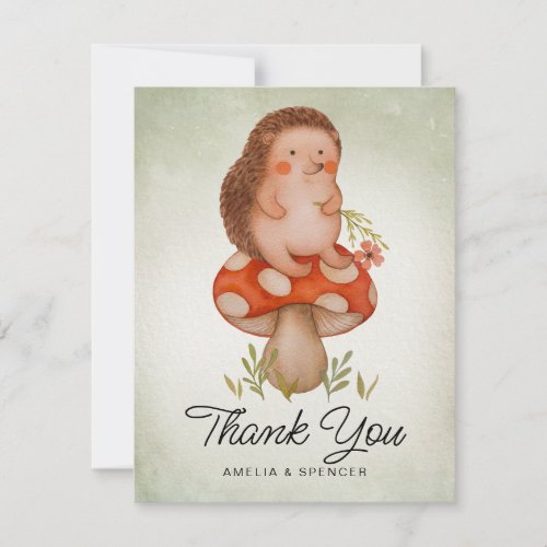 Hedgehog  Green Baby Shower Thank You Card
