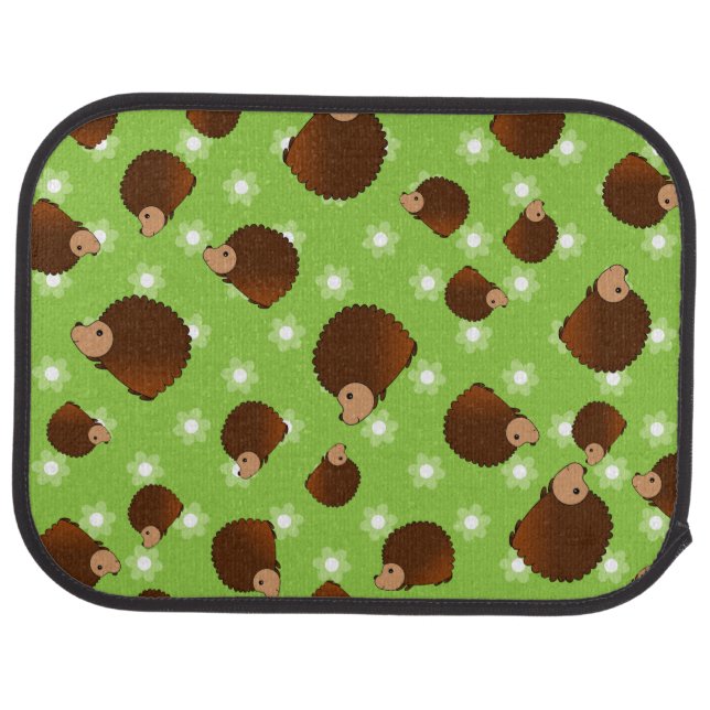 Hedgehog green flowers car floor mat (Rear)