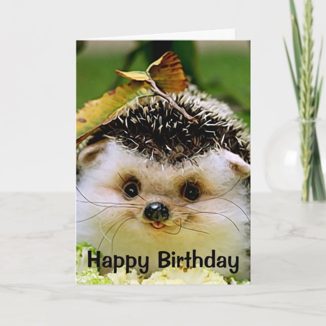 Hedgehog Happy Birthday Greeting Card (Front)