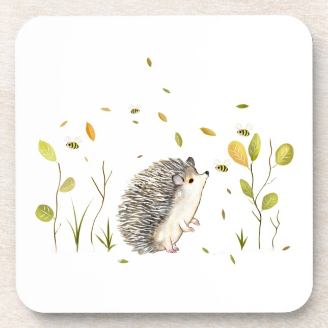 Hedgehog Hard plastic coaster (Front)