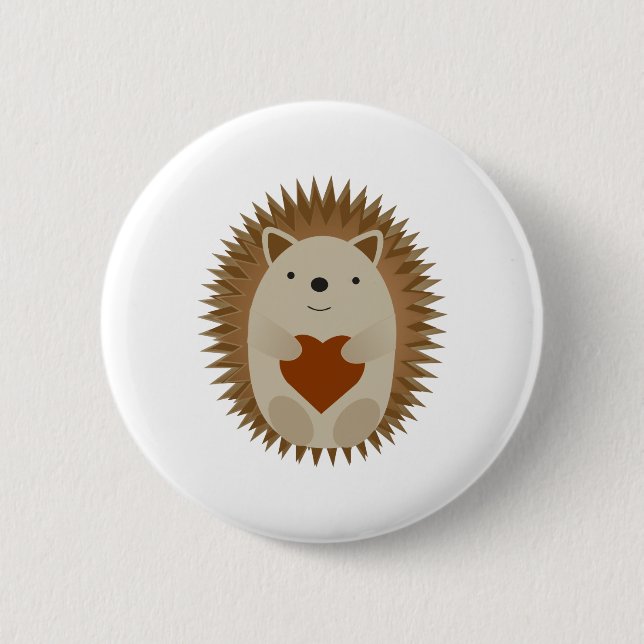 Hedgehog Heart Button (Front)