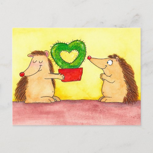 Hedgehog Heart Cactus postcard by Nicole Janes