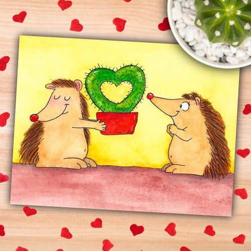 Hedgehog Heart Cactus postcard by Nicole Janes