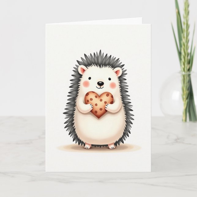 Hedgehog Heart Cookie Polka Dot Card (Front)