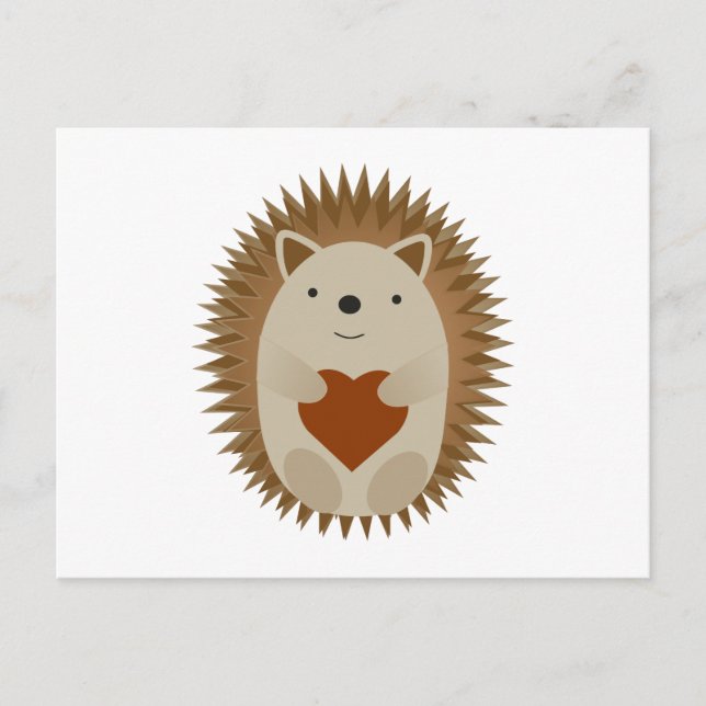Hedgehog Heart Holiday Postcard (Front)