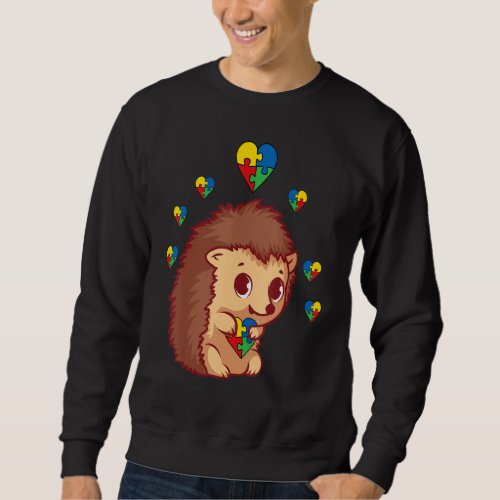 Hedgehog Heart Puzzle Piece Autism Awareness Boys  Sweatshirt