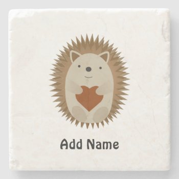 Hedgehog Heart Stone Coaster by Egg_Tooth at Zazzle