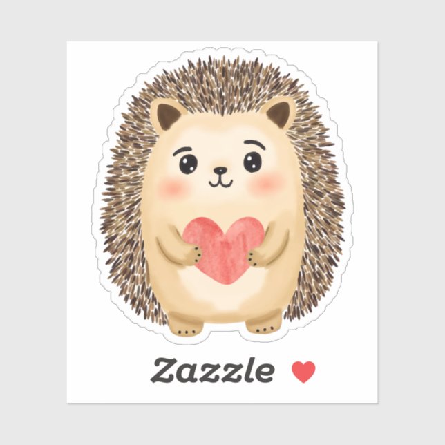 Hedgehog Heart Watercolor Sticker (Sheet)