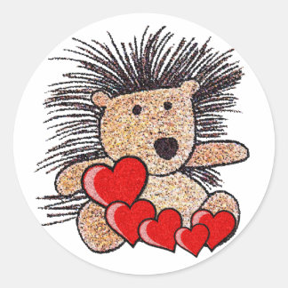 Hedgehog Hearts Classic Round Sticker