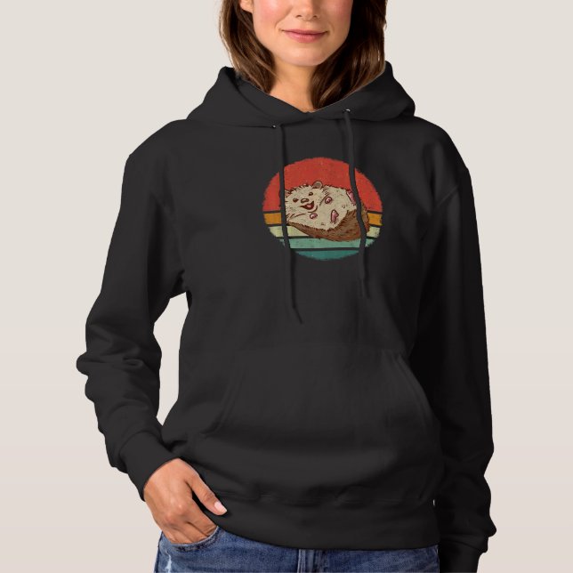 Hedgehog Hedgehogs Prickly Hoglet Retro Sunset Hoodie (Front)