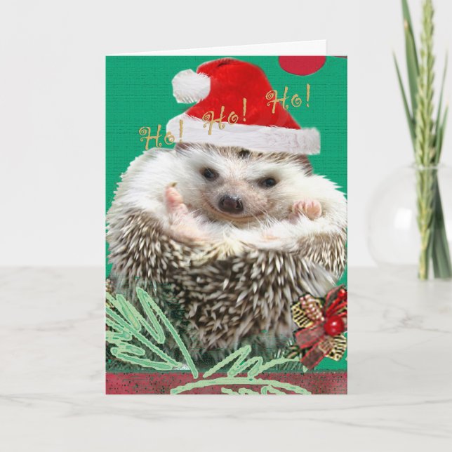 Hedgehog HO!HO!HO! Holiday Card (Front)
