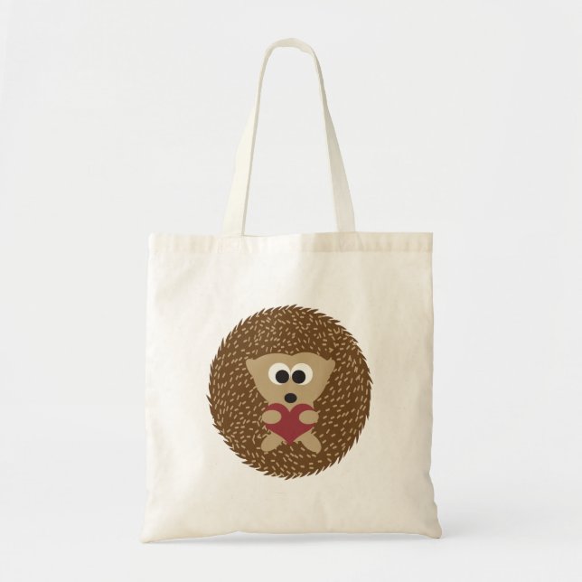 Hedgehog Hugging heart Tote Bag (Front)