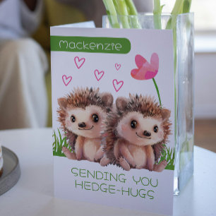 Hedgehog Hugs personalized Valentines Holiday Card
