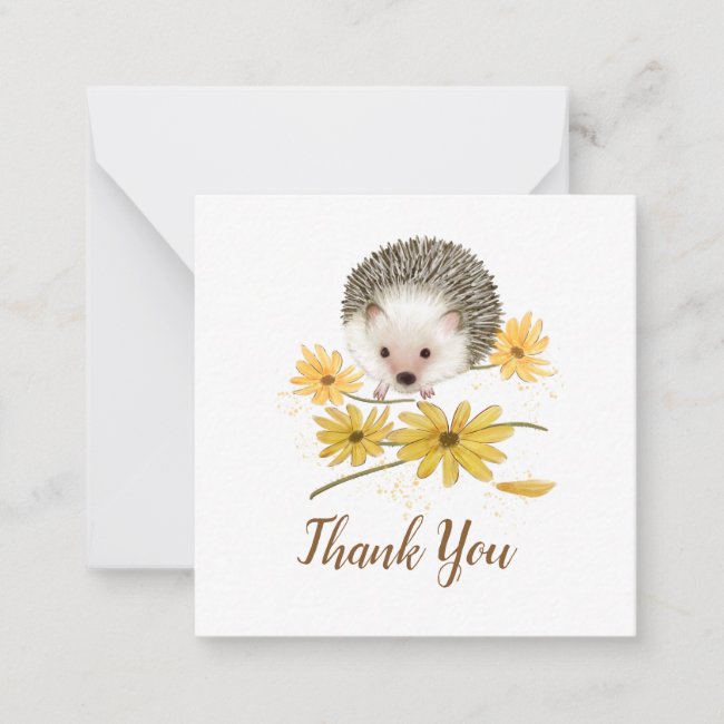Hedgehog Illustration Thank You Note Cards